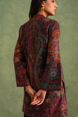 Wine Zari Kaani Set