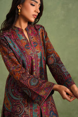 Wine Zari Kaani Set