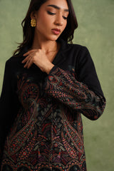 Merino Wool Black Embroidered Blazer