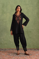 Aafreen Black Embroidered Harem Set