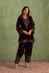Aafreen Wine Velvet Suit