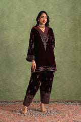 Aafreen Wine Velvet Suit
