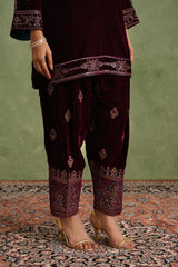 Aafreen Wine Velvet Suit