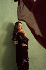 Aafreen Wine Velvet Suit
