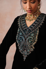 Aafreen Black Velvet Embroidered Set