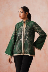 Bottle Green Coat with Corduroy Patchwork Bottom