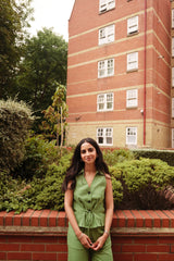 Green Linen Waist Coat Set