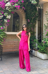 Ziya Hot Pink Cutwork Embroidered Farshi Set