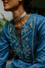 Deep Teal Blue Embroidered Suit