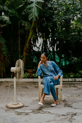 Deep Teal Blue Embroidered Suit