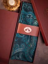 Blue metallic paisley shimmer stole draped, ideal wedding gift