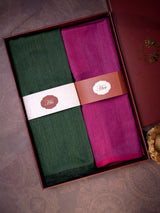 His & Her green pink double sided stole set for wedding gifting