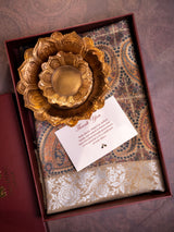 Darbar Parsi border pashmina shawl packed in luxury wedding gift box