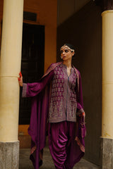 Parv Wine Embroidered Suit Set- Inchingindia