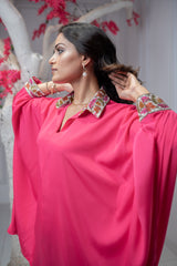 Pink Blossom Embroidered Co-Ord Set For Women