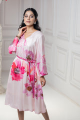 Pink Floral Printed Dress for women- inching India