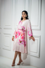 Pink Floral Printed Dress for women- inching India