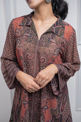 Rust Printed Co-ord Set for Women - inching india