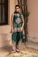 Ziya Ivory Mughal Print Hand-Embellished Farshi Set