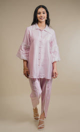Seher Light Pink Embroidered Dhoti Set