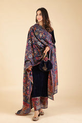 NAVY BLUE WOVEN CHANDERI DUPATTA — Bridal Trousseau & Wedding Gift