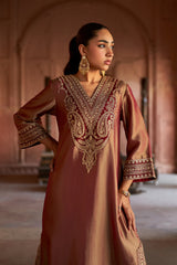 Jashn Maroon Tissue Embroidered Kaftan, maroon tissue kaftan with zari paisley embroidery, image 7 of 10