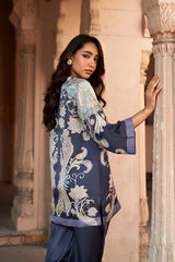 Jashn Navy Contrast Printed Co-ord Set, navy paisley print modal tunic with straight pants, image 7 of 11
