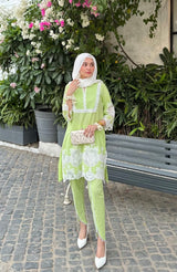 Seher Lime Green Cutwork Suit Set