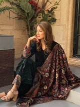 BOTTLE GREEN WOVEN CHANDERI DUPATTA — Bridal Trousseau & Wedding Gift