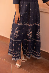 Ziya Floral Embroidered Denim Dress