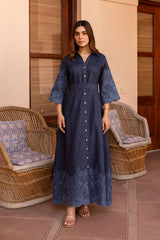 Ziya Denim Cutwork Embroidered Dress