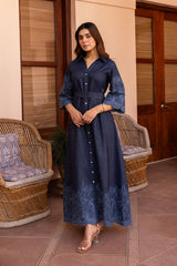 Ziya Denim Cutwork Embroidered Dress