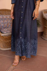 Ziya Denim Cutwork Embroidered Dress