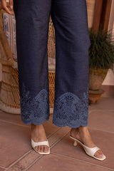 Ziya Denim Cutwork Embroidered Set