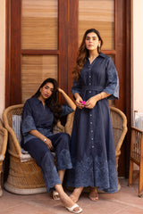 Ziya Denim Cutwork Embroidered Dress