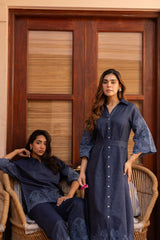 Ziya Denim Cutwork Embroidered Dress