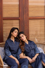 Ziya Denim Cutwork Embroidered Dress