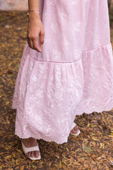 Ziya Blush Linen Embroidered Dress