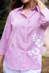 Ziya Blush Stripe Embroidered Shirt