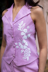 Ziya Pinstripe Embroidered Waistcoat