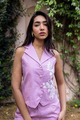 Ziya Pinstripe Embroidered Waistcoat