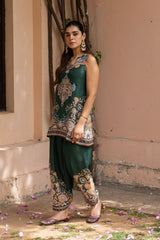 Ziya Halter Emerald Print Hand-Embellished Set