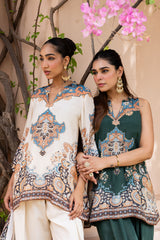 Ziya Ivory Mughal Print Hand-Embellished Farshi Set