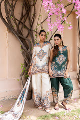 Ziya Ivory Mughal Print Hand-Embellished Farshi Set
