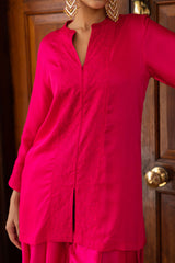 Ziya Hot Pink Embroidery Drape Dhoti Set