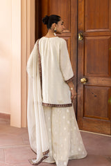 Ziya Ivory Tissue Embroidered Sharara Set