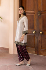 Ziya Champagne Tissue and Banarasi Silk Salwar Set
