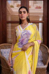 Ziya Sun-Kissed Yellow Georgette Saree