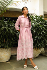 PINK DELIGHT EMBROIDERED DRESS