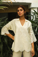 CREAM DELIGHT EMBROIDERED TOP